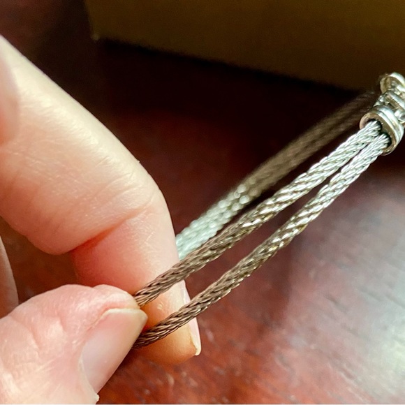 💥Steel by Design Stainless Steel Cushion Crystal Cable Bracelet, 8" QVC💥 NIB - Picture 7 of 12